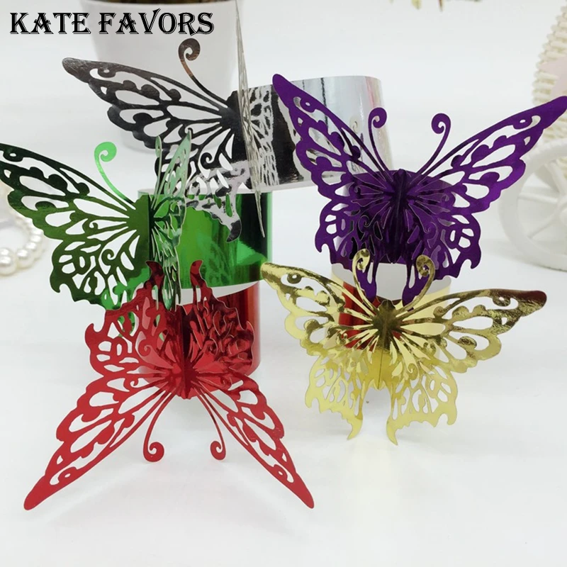 Laser cut paper gold/silver napkin rings, paper napkin rings for