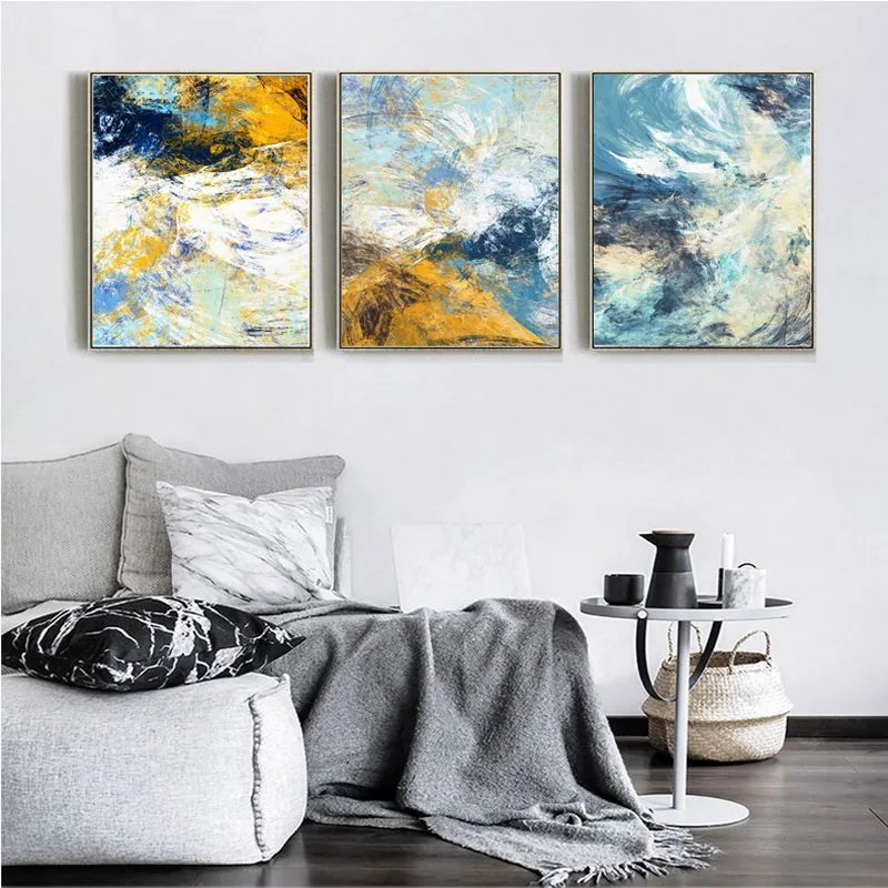 No Frame Original Oil Ink Print 3 Panels Three Colors ...