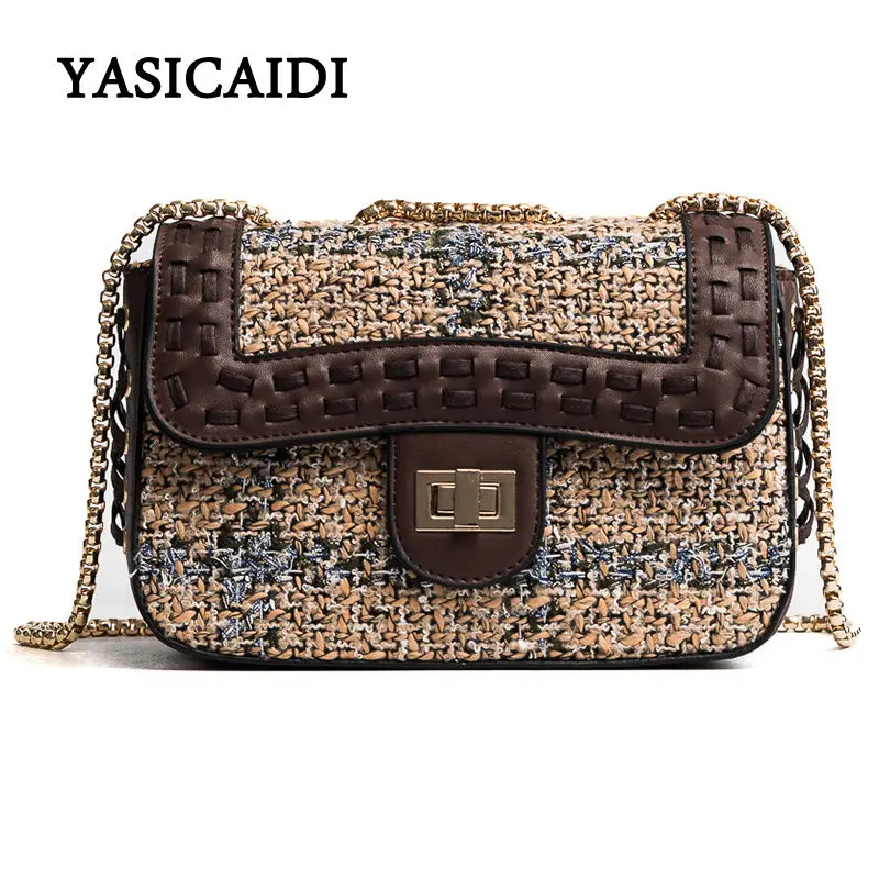 

Famous Brand Women Messenger Bags Chains Women Crossbody Bag High Quality Wool Women Handbag Designer Female Shoulder Bag