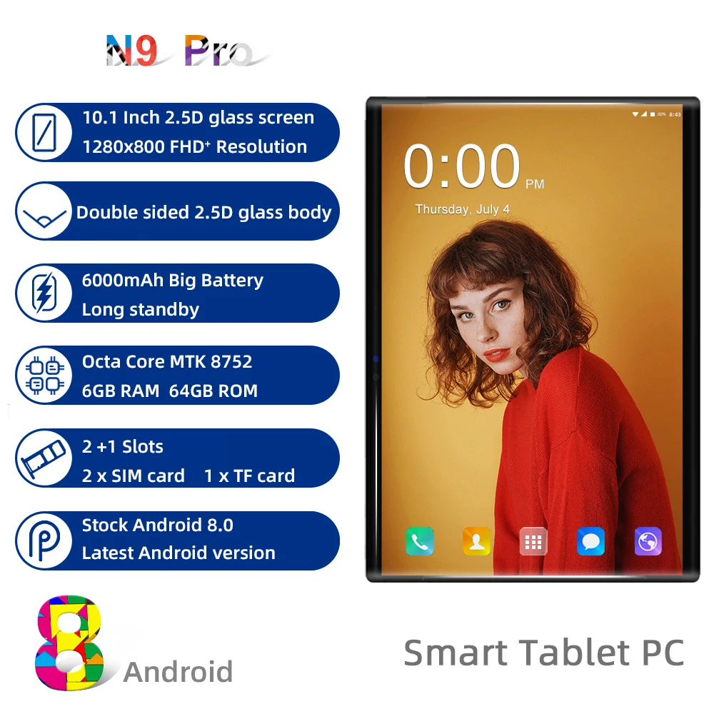  CIGE N9 IPS Gaming PC 2.5D Glasses Tempered phone Tablets 10.1 inch Android 8.0 1280x800 64GB ROM T