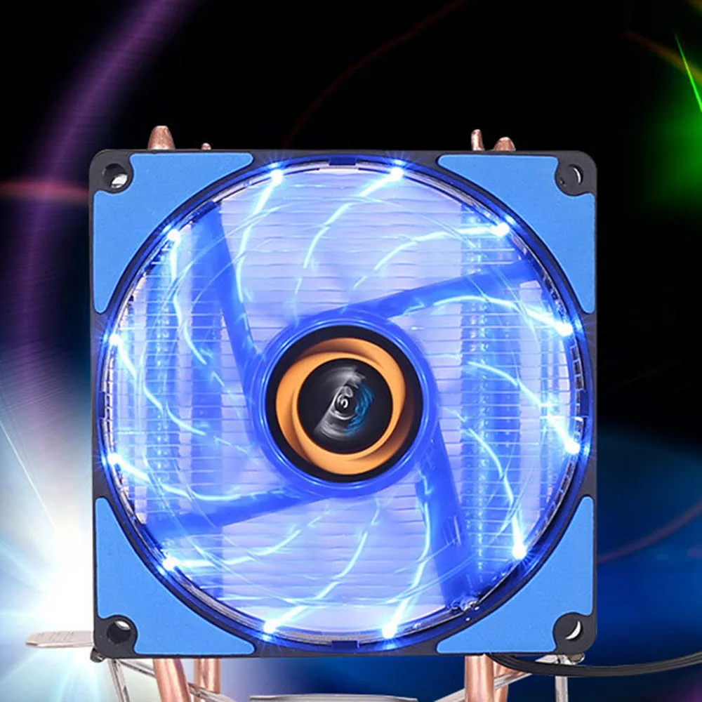 CPU Cooler 2 Heatpipes Blue LED CPU Fan Cooling Fans Laptop Computer Fan Coppery Heatsink for LGA 775/115x/AM2/3/4 x79 Cooler