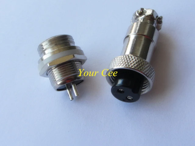 

GX12-2 GX12 2 Pin Diameter 12mm Male & Female Wire Panel Connector Circular Screw Type Electrical Connector Socket Plug