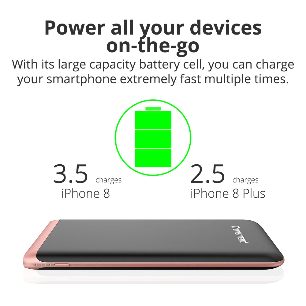 Tronsmart Trim PBD01 Power Bank 18W Portable Charger Battery Bank 10000mAh Quick Charge 3.0 with PD3.0 for iPhone X,Samsung