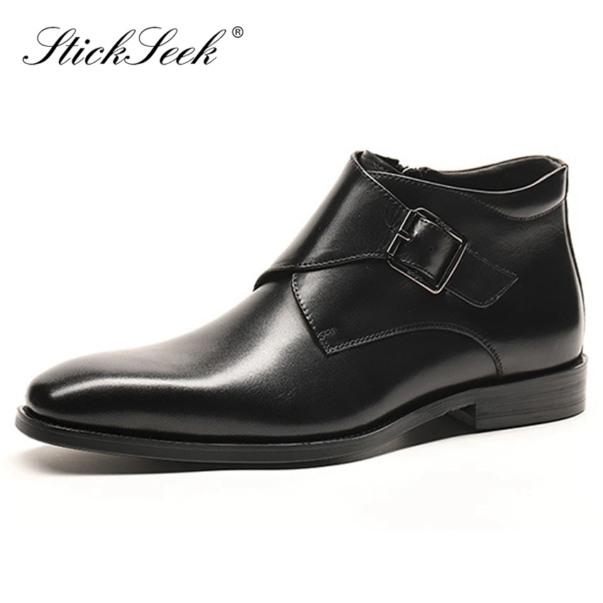 

New Vintage Genuine Leather Formal Man Cowboy Outdoor Ankle Boots High-Top Retro Riding Men's Monk Strap Shoes SG131
