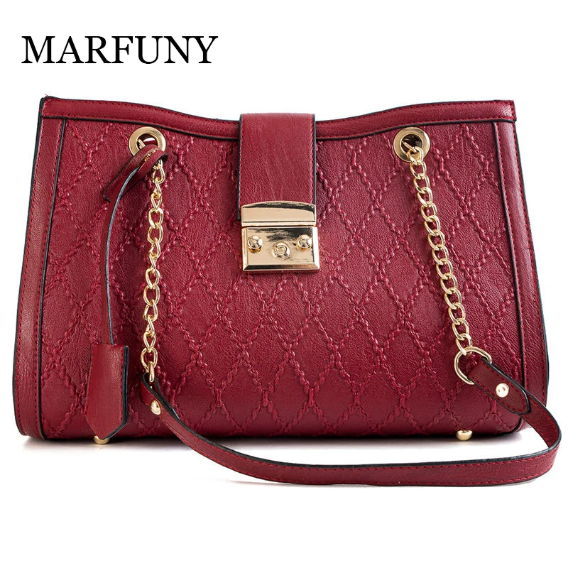 

High Quality PU Leather Women Messenger Bags Diamond Lattice Handbags Large Capacity Plaid Casual Tote Bags Chain Women Bags Sac