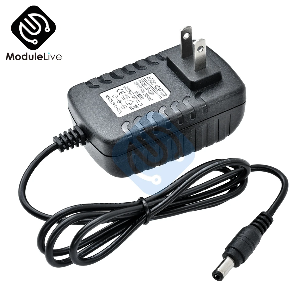 AC 100-240V to DC 12V 2A EU US Plug Adapter 5.5*2.1MM 4.0*1.7MM lighting transformers Power Supply Adapter Converter Charger - Цвет: 5.5X2.1MM US