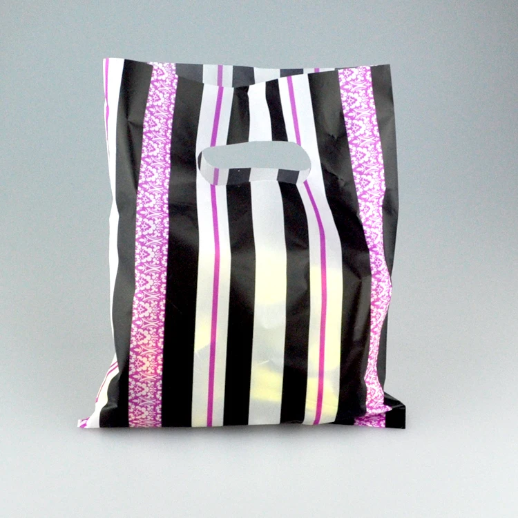 100 шт./лот 20x25 см ярко-розовый черный полосатый пластиковый подарочный пакет бутик ювелирных изделий подарочная упаковка мешок пластиковые хозяйственные сумки с ручкой