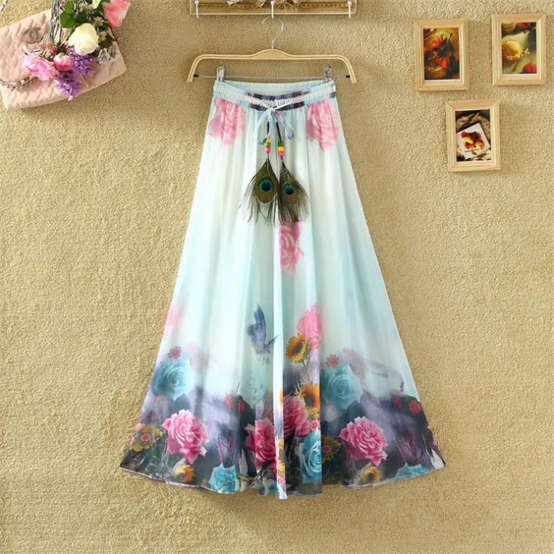 2018-Vintage-Maxi-Skirts-Women-Solid-Boho-Chiffon-Saia-Longa-Summer-Vestidos-Tulle-Casual-Bohemian-Long_Style Three