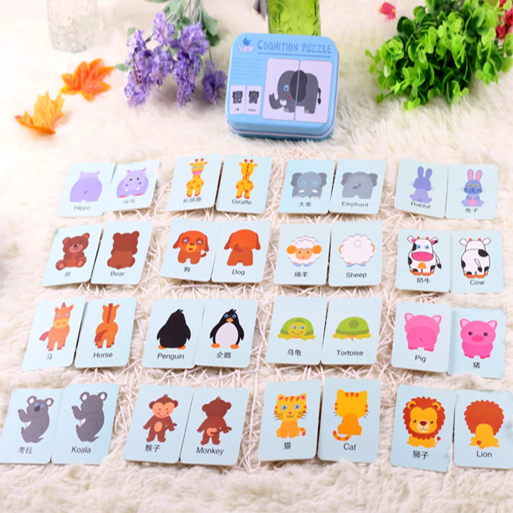 

Educational Early Toys Cartoon Paper Educational Chart Card Vehicle Animals Fruit Daily Necessities Matching Game Puzzle Toy