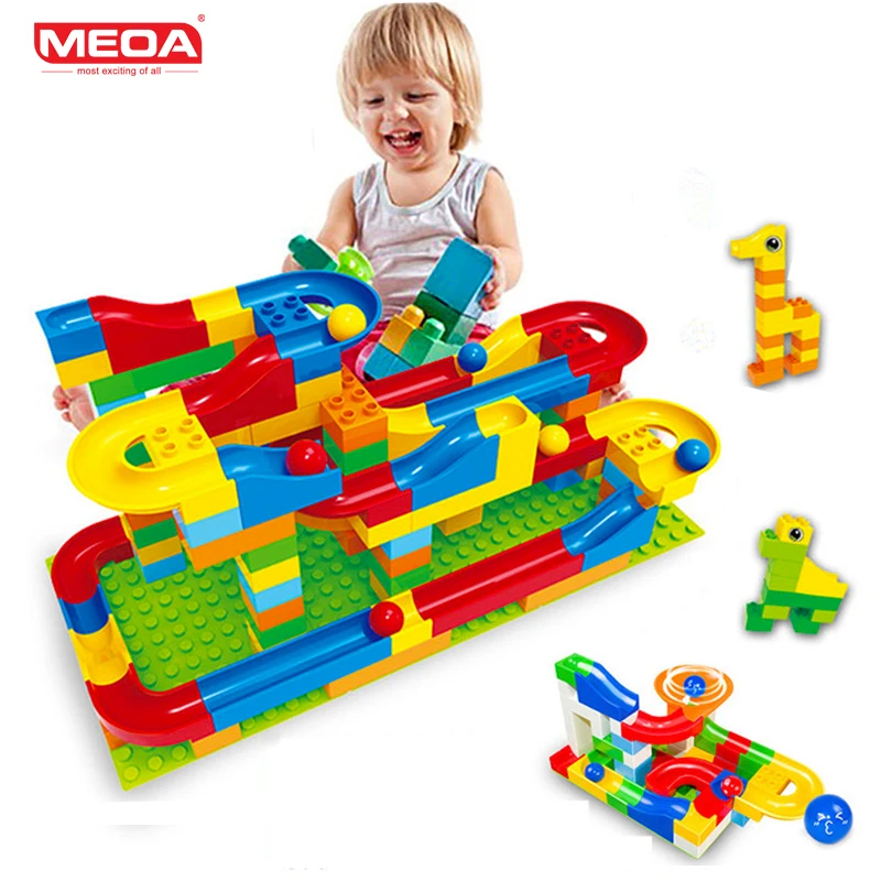 MEOA 52PCS Marble Race Run Maze Balls Track Building Blocks Bricks