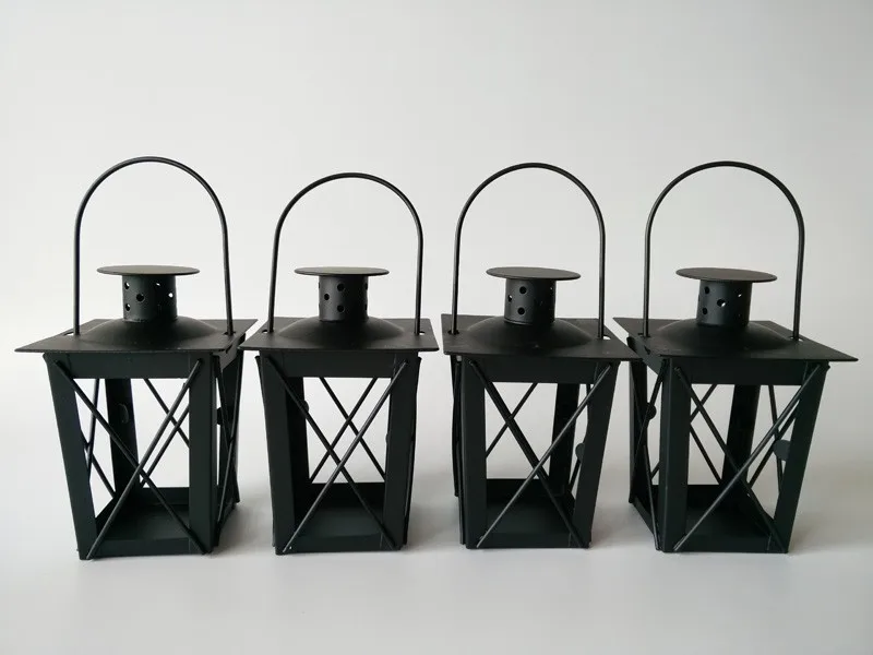 

Free Shipping Cheap 8PCS/LOT 5.5*H17CM Metal Black Candle Holders Small Iron lantern Black Color/White Color