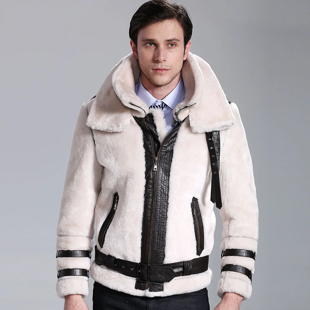 Для Мужчин's B3 летная куртка из овчины Для мужчин мотоцикл пальто Для мужчин кожаные зимние сапоги