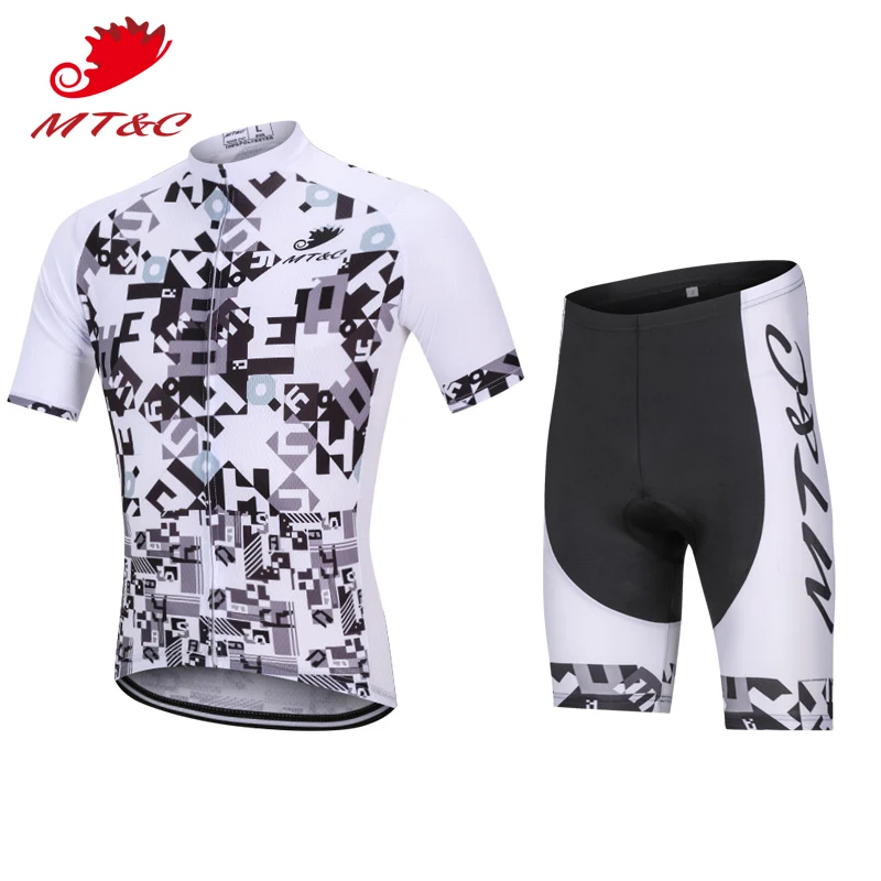 

MT&C Man Cycling Jersey Sets White Black Breathable Quick Drying Short Sleeve Sport Tights Team Summer Bicycle Clothing Sets