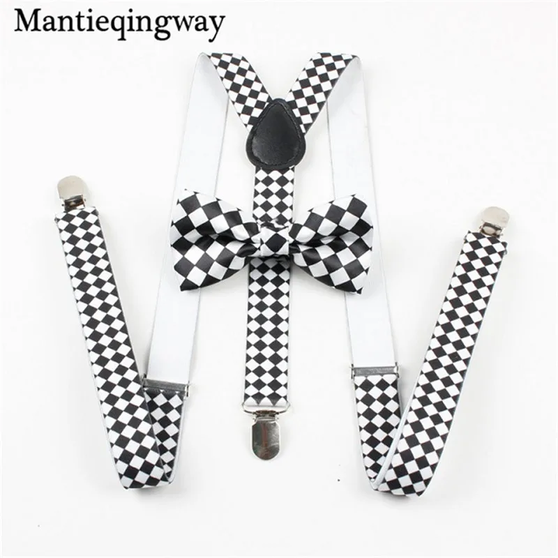 Mantieqingway мода чулок галстук-бабочка 3 Clip-On y-обратно Подтяжки для женщин мужской Винтаж Повседневное плед Подтяжки для женщин Для мужчин