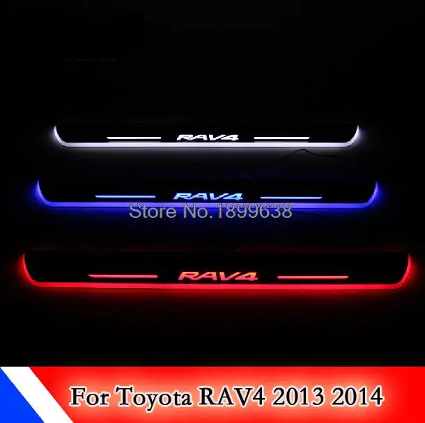

New arrival 2pcs excellent Car style Led moving door scuff, car pedal, door sill plate steps light  for TOYOTA RAV4 2013 2014