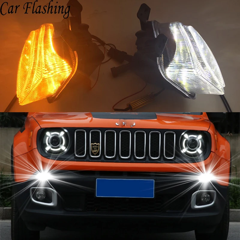 Car Flashing 2Pcs DRL For Jeep renegade 2015 2016 2017 2018 LED Day
