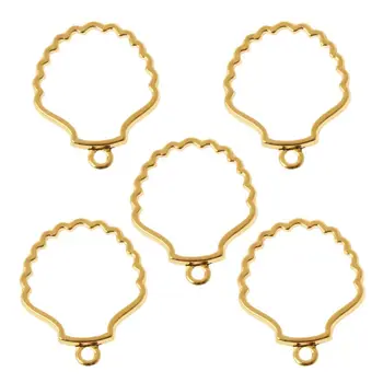 

5Pcs Shell Metal Frame Pendant Open Bezel Blank Setting UV Resin Jewelry DIY