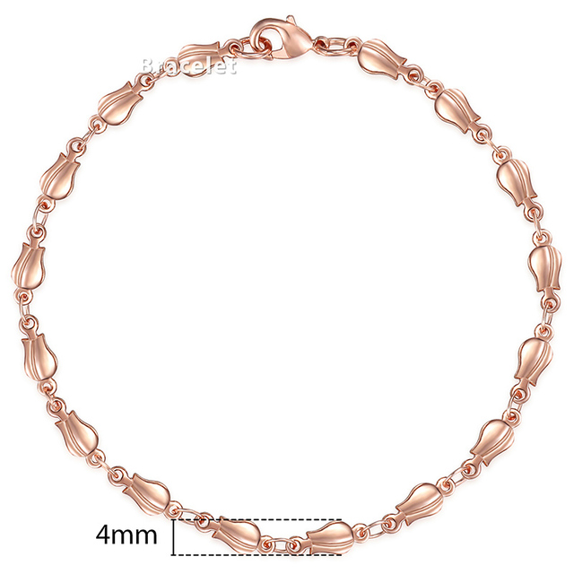 585 Rose Gold Bracelets Curb Snail Foxtail Venitian Link Hand Chain Friendship Jewelry Gifts for Women Girl 7-9inch