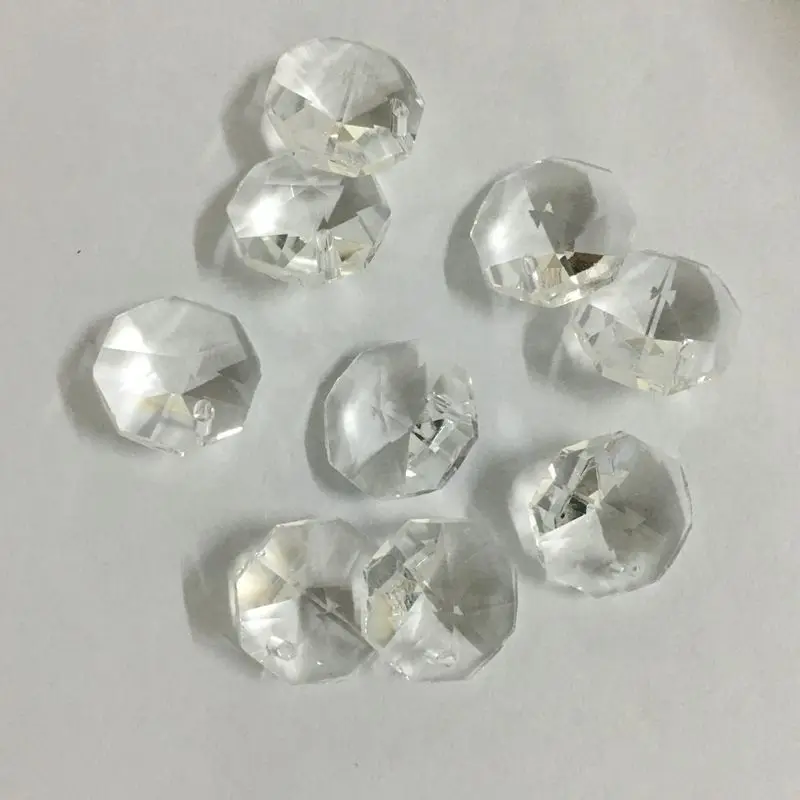 100pcs/lot Clear 14mm Crystal Octagon Beads K9 crystal glass prisms