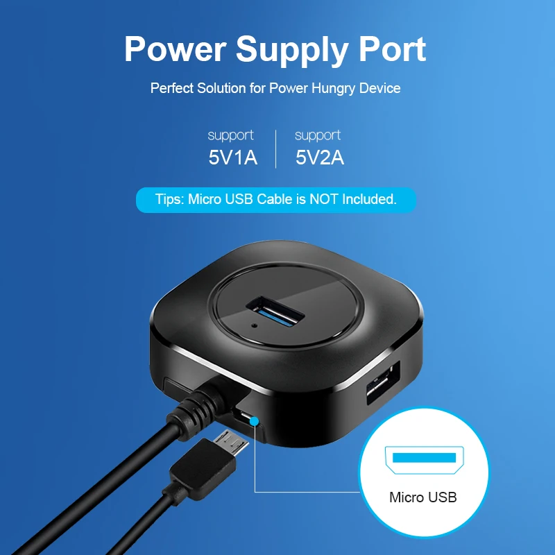 USB разветвитель 4 порта 3 0 дюйма с интерфейсом питания|USB-хабы| |