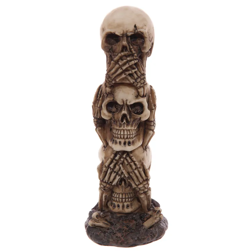 

See No Evil Hear No Evil Speak No Evil Stacked Skull Tower Gothic Tabletop Decor Halloween Skeleton Skull Figurine Collectible
