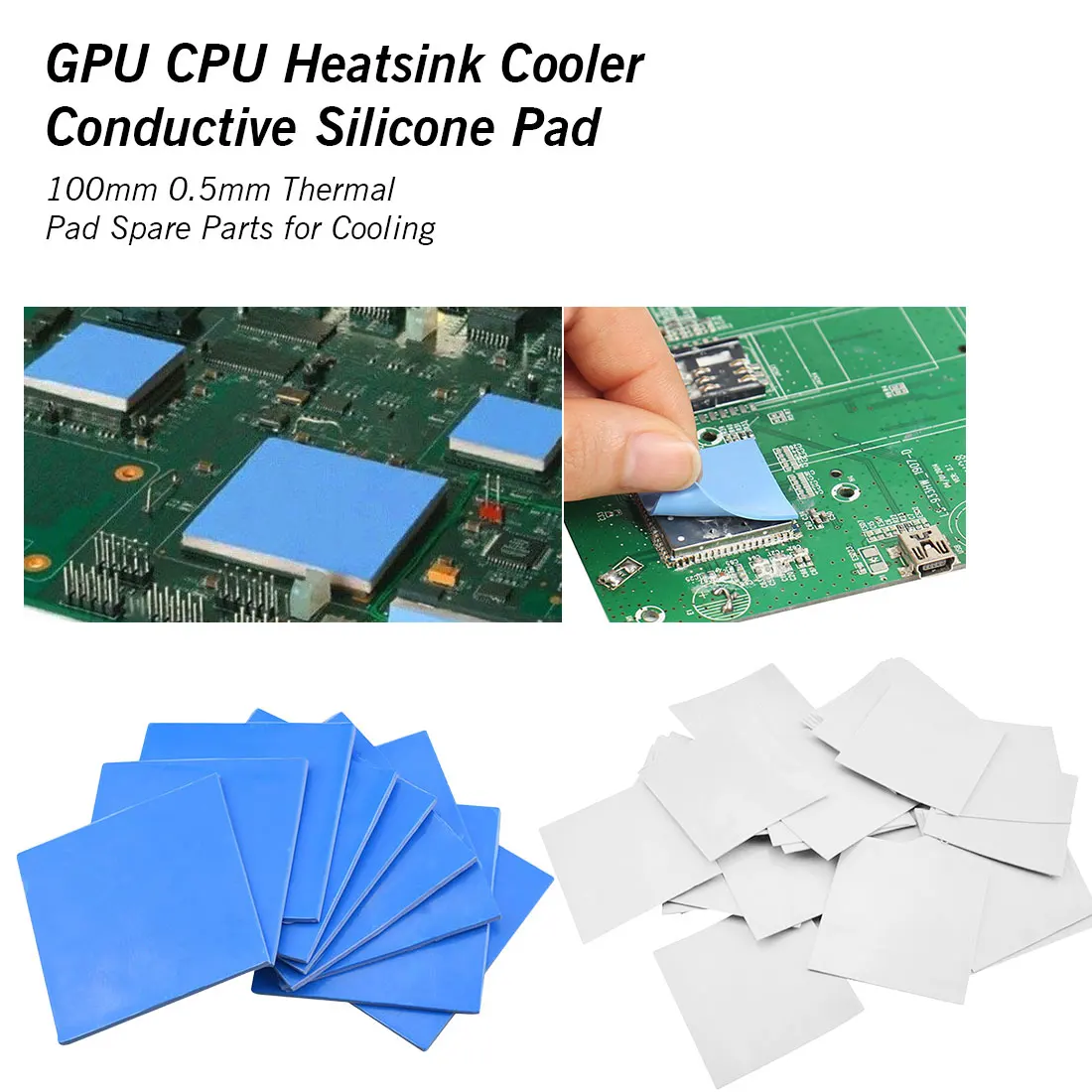 0.5mm*10cm*10cm Thermal Pad Adhesive GPU CPU Conductive Silicone Pads