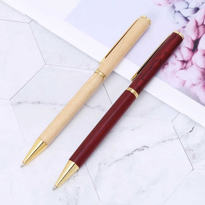 

Wood Metal Ballpoint Pen Black Ink School Student Stationary Office Writing Tool