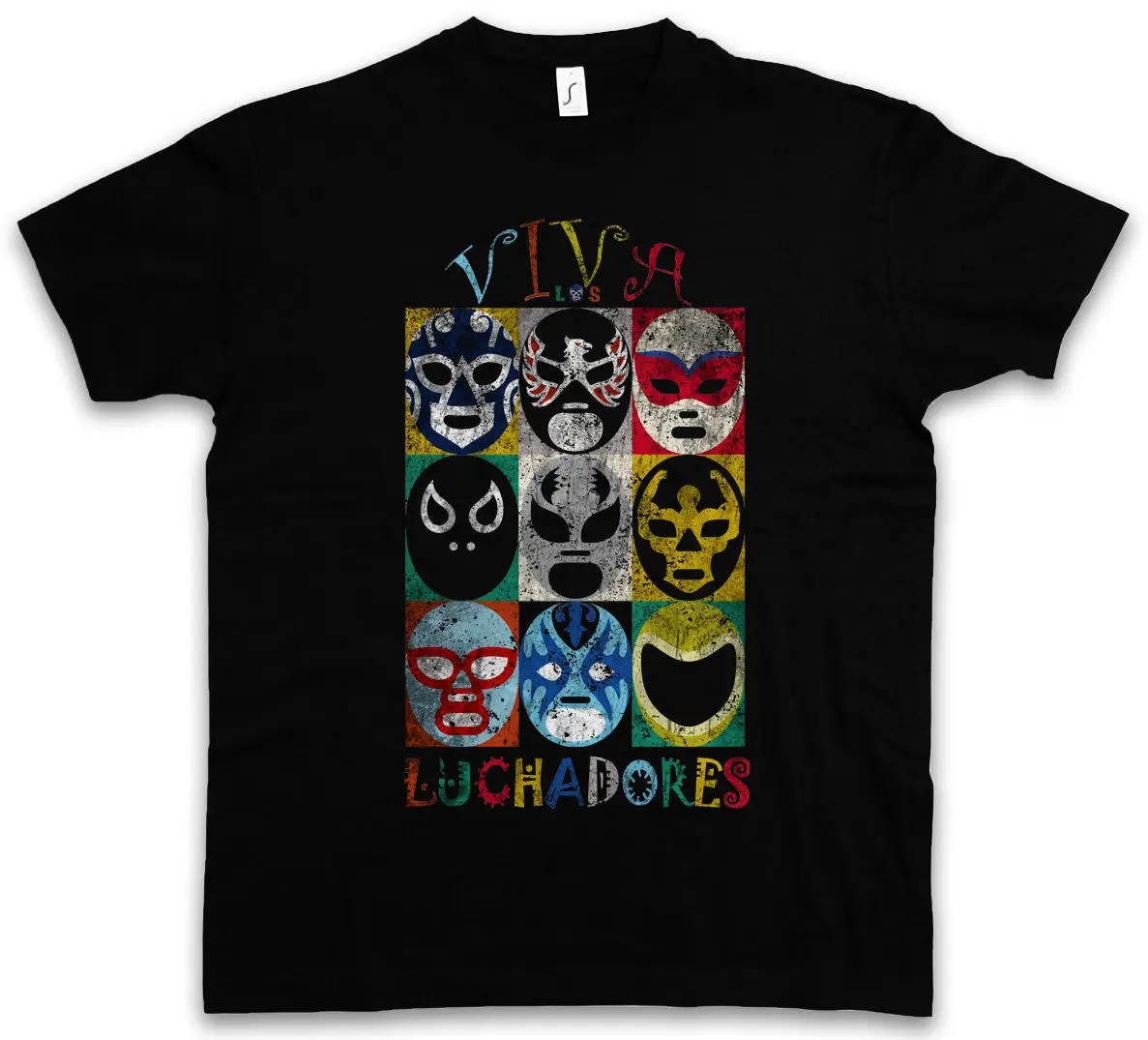 LUCHADORES تي شيرت-Mexiko المصارعة المصارع المكسيكي المكسيك اللاتينية لاتيني المتناثرة قمم الأزياء الكلاسيكية تي شيرتات فريدة النوع هدية