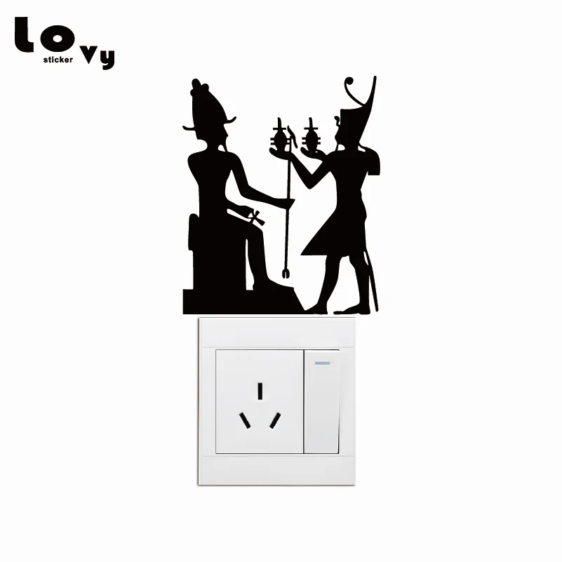

Ancient Egypt Queen Worship Vinyl Switch Sticker Creative Silhouette Wall Sticker for Bedroom Home Decor WS120