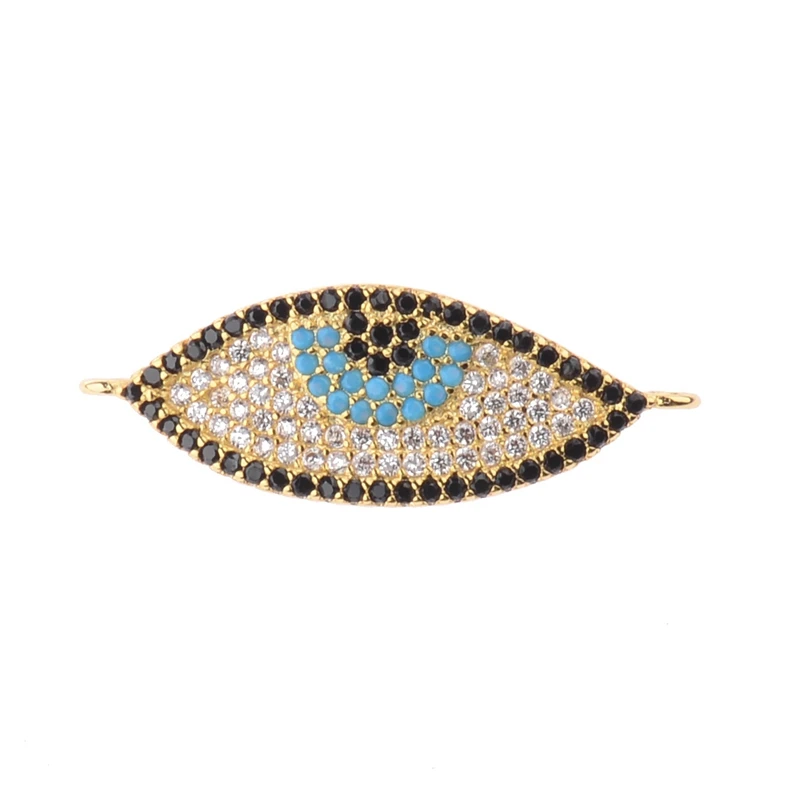 NEW Zirconia Pave Turkish CZ evil Eye diy Connectors for Necklace Bracelet Jewelry Findings Gold Color Charm Pendant Making Jewelry Findings