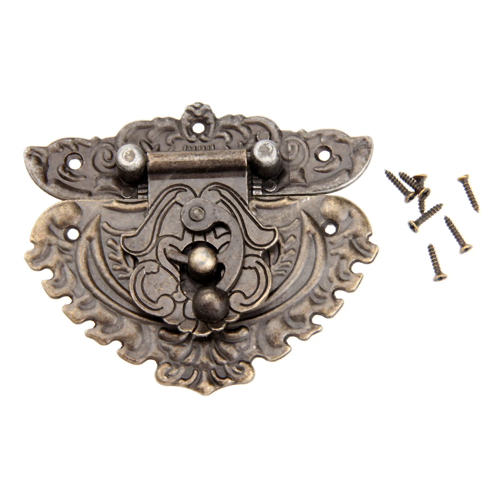 

1Pc 86x75mm Antique Bronze Latches Catches Hasps Solid Clasp Buckles Small Lock For Wooden Box Hardware Vintage Locks With Screw