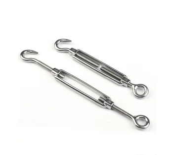 

10PCS/lot 304 Stainless Steel M8 Hook Eye Wire Rope Tensioner Marine Rigging Hook Eye Turnbuck