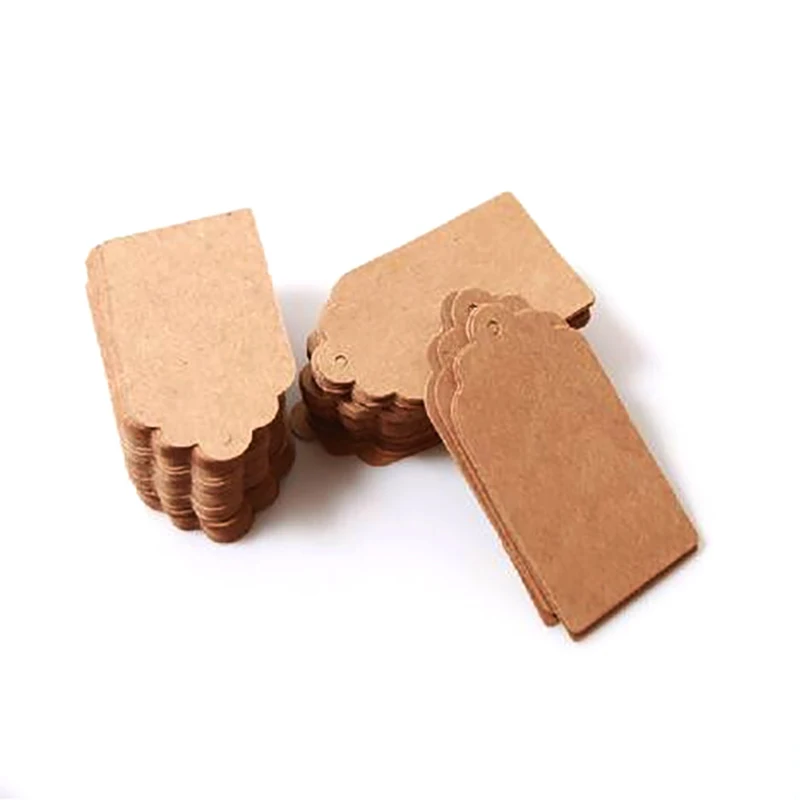 100 шт./компл. 5x3 см бирки из крафт бумаги коричневые кружевные ярлыки для багажа