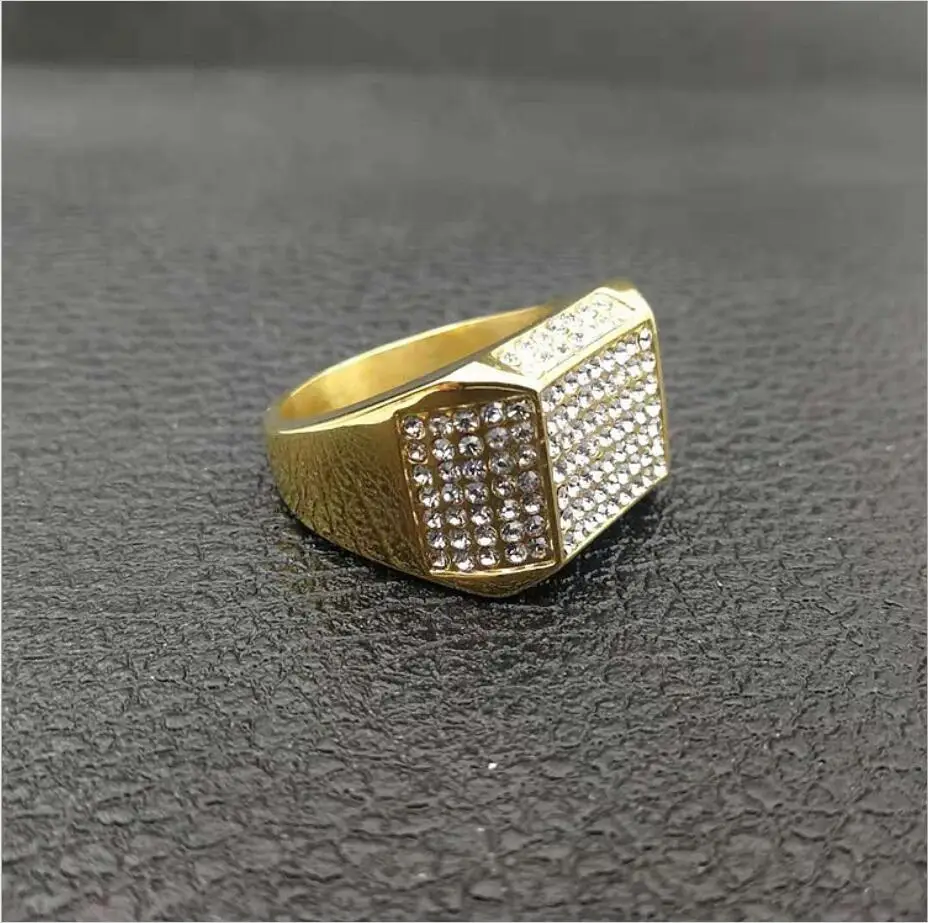 2018 Новое поступление золотой цвет нержавеющая сталь мужчины хип хоп iced out яркое