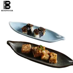 Творческий Дерево лист форма тарелка японская кухня суши блюдо керамическая посуда фруктовый торт десерт лоток домашний фарфоровая
