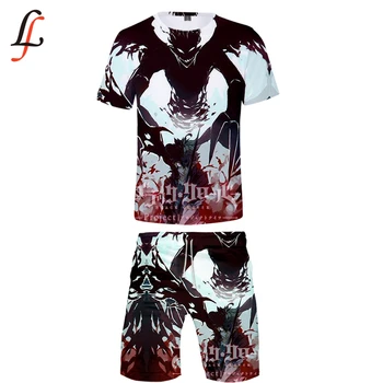 

Anime Black Clovers 2019 New 3D Casual Cool Man 2 Set Summer Popular Hip Hop Fashion High Street Baseball Shirt+Short Pants Sets