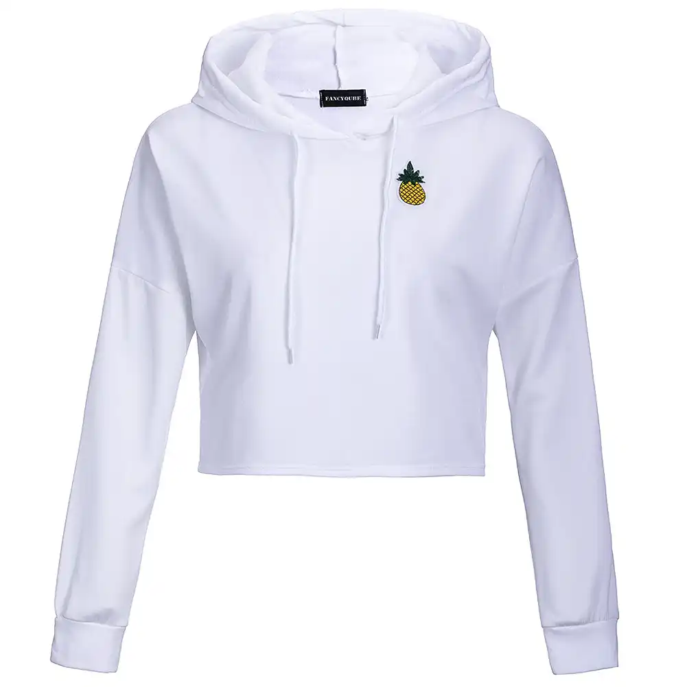 sudadera blanca corta mujer