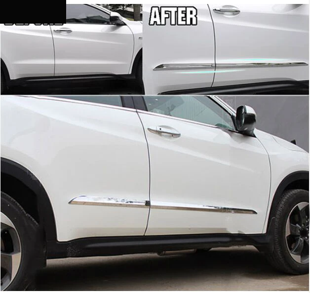 

FIT FOR 2014 2015 2016 VEZEL 2017 honda HRV HR-V CHROME DOOR SIDE LINING MOLDING BODY TRIM COVER PROTECTOR STYLING