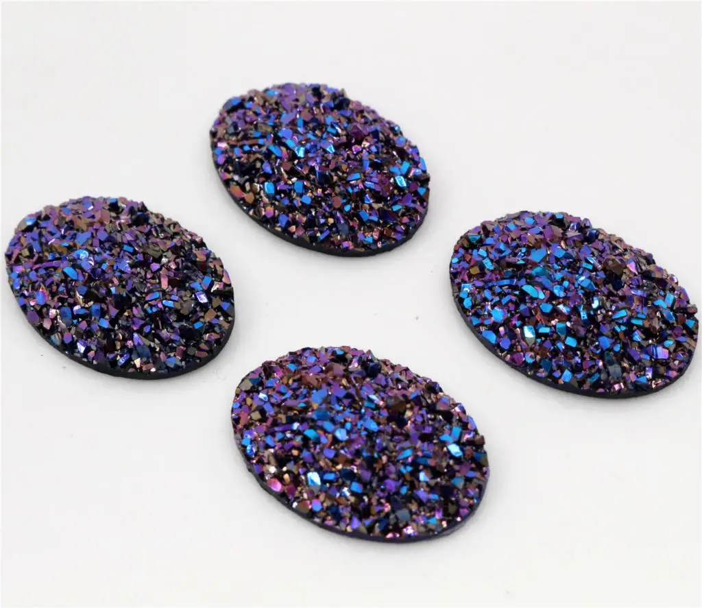 

New Fashion 10pcs 18x25mm Dream Aurora Colors Natural ore Flat back Resin Cabochons For Bracelet Earrings accessories-T3-21