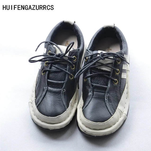 

HUIFENGAZURRCS-New The British School Small fresh style all-match casual female shoes pure Handmade Genuine leather Flat shoes