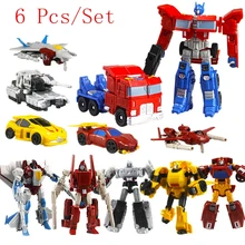 6 Pcs Set Transformation Robots Toys Deformation Cars Robots Action Figures PVC classic RobotsToys for Children