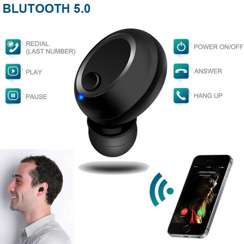 

Portable Mini TWS Wireless Bluetooth 5.0 Earphone Single In-Ear Earbuds High Sound Quality Stereo USB Chargers