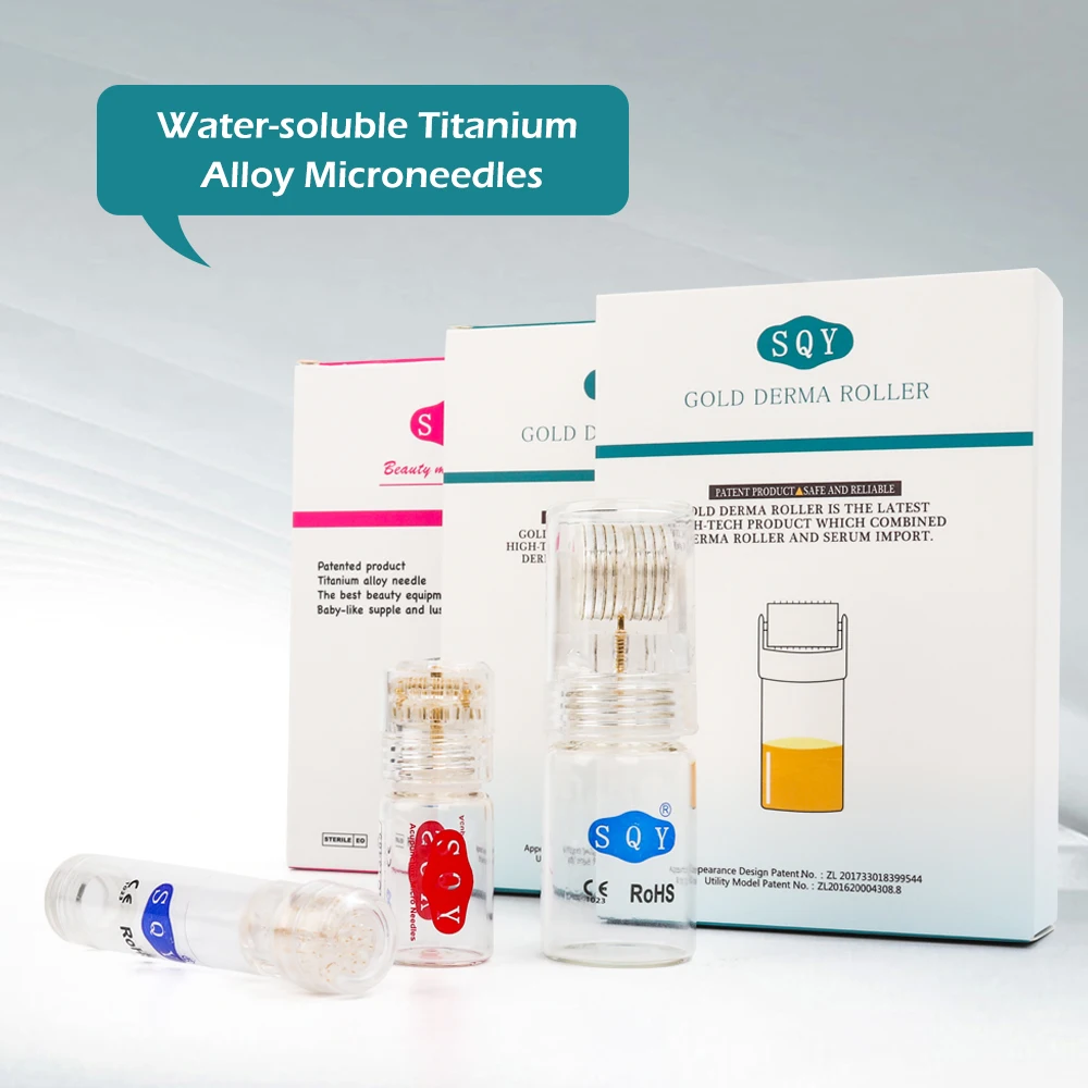 Лучший Дерма ролик титановые наконечники микроиглы 0,25 мм | Автоматическая Золотая Дерма штамп, уход за кожей против старения сыворотка инъекции многоразовые