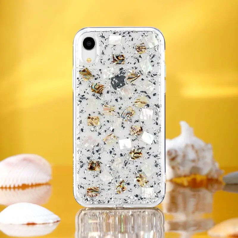 

For iPhone XS Max XR X Karat Shell Pearl Rose Gold Glitter Soft Case For iPhone 6 6S 7 8 Plus