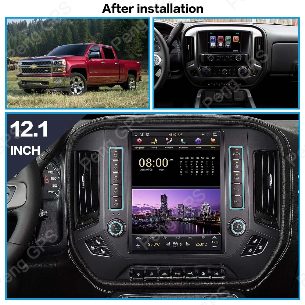 Excellent Tesla Vertical Screen Car GPS Navigation for Chevrolet Silverado for GMC Sierra 12.1" Android 7.1 DVD Player Multimedia Headunit 3
