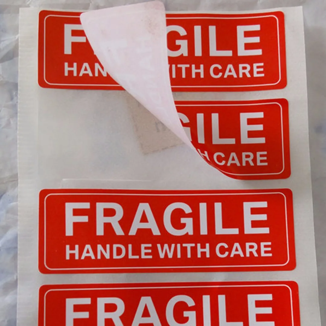 100pcs Fragile Handle With Care Label Sticker Warning Stickers 75*25mm Fragile Warning Label Sticker