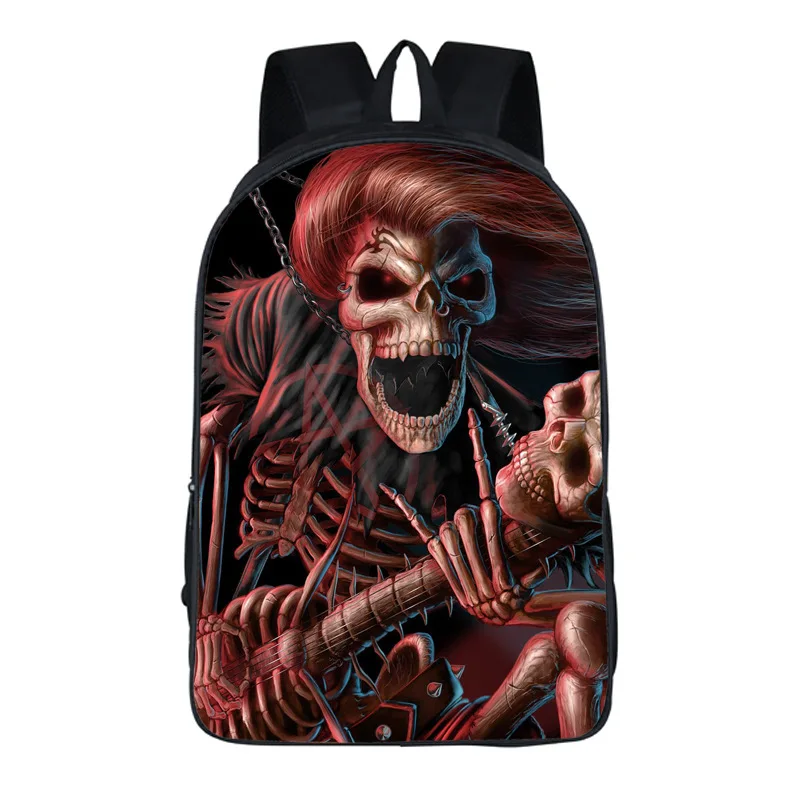 Personalizar privada 2018 hombres mochila Classic Rock band skull prints mochila estudiantes bolsa de escuela para niñas niños mochila