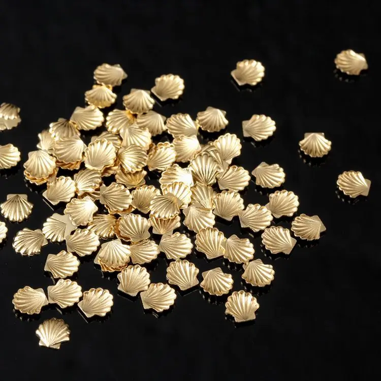 400PCS Gold Silver Alloy Metal Shell Beads 3D Metal Nail Art Studs