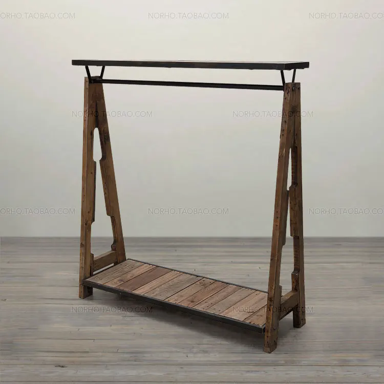 [Hawthorn] Home vintage wrought iron clothing rack shelf simple display