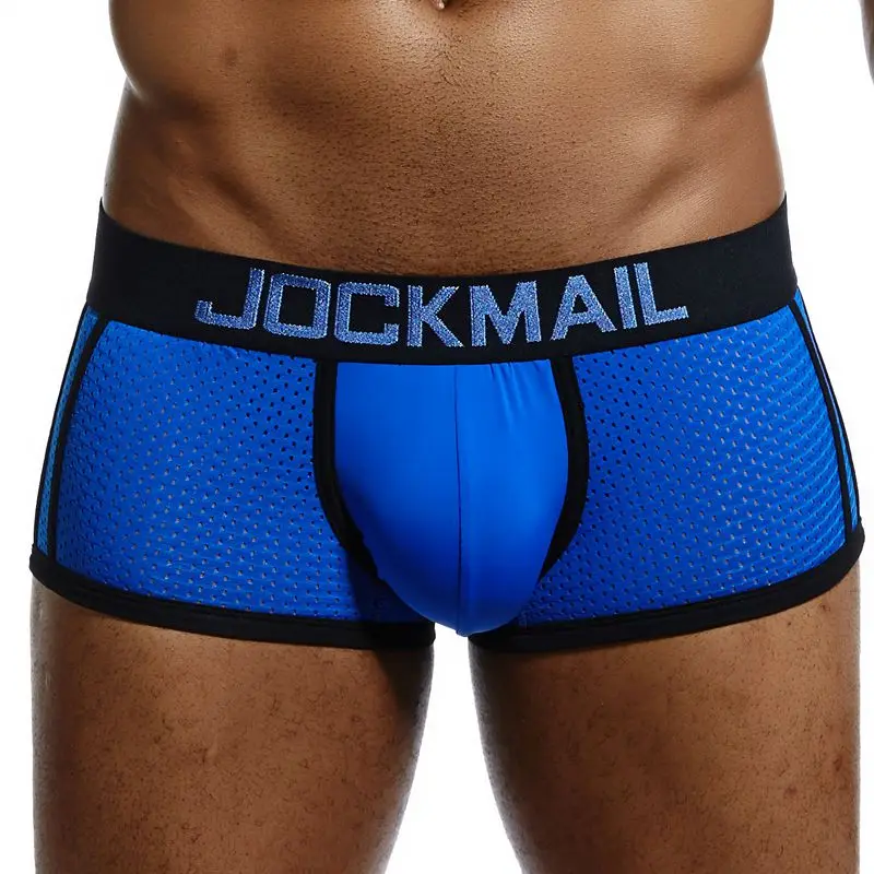 JOCKMAIL, фирменные боксеры, мужское нижнее белье, сексуальные сетчатые u-образные подштанники, Cueca, хлопковые трусы, трусы-боксеры, мужские трусики для геев